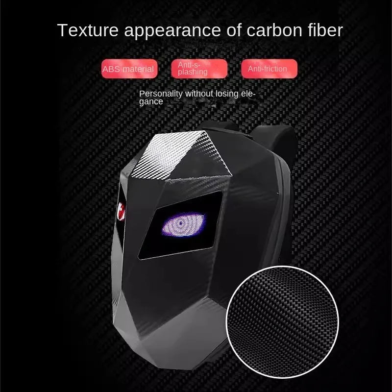 LED Motorcycle Rider Backpack Eyes Glow Pattern Carbon Fiber Texture Helmet Locomotive Backpack School Bag Moto Laptop Backpack