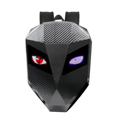 LED Motorcycle Rider Backpack Eyes Glow Pattern Carbon Fiber Texture Helmet Locomotive Backpack School Bag Moto Laptop Backpack